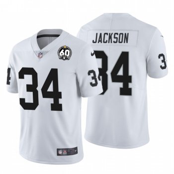 Men's Bo Jackson #34 Oakland Raiders 60th Anniversary Patch White Vapor Limited Jersey