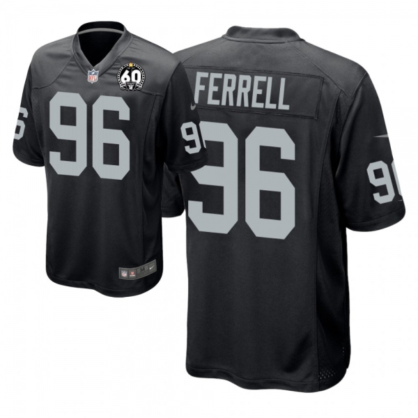 Men's Oakland Raiders #96 Clelin Ferrell 60th Season Black Game Jersey