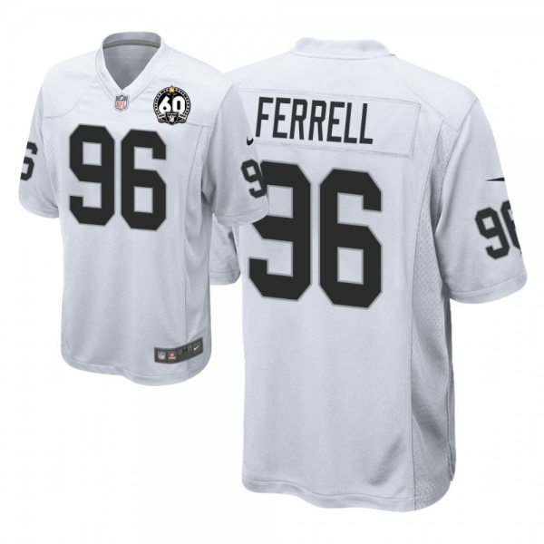 Men's Oakland Raiders #96 Clelin Ferrell 60th Season White Game Jersey