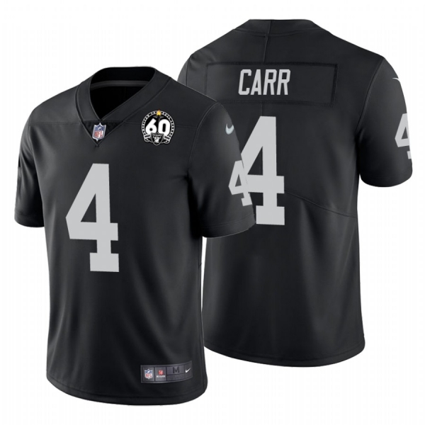 Men's Derek Carr #4 Oakland Raiders 60th Anniversary Patch Black Vapor Limited Jersey