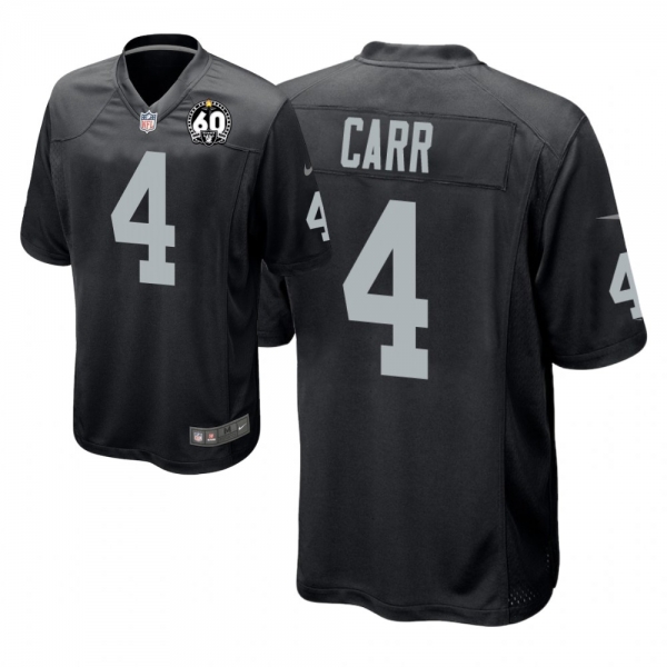 Men's Oakland Raiders #4 Derek Carr 60th Season Black Game Jersey