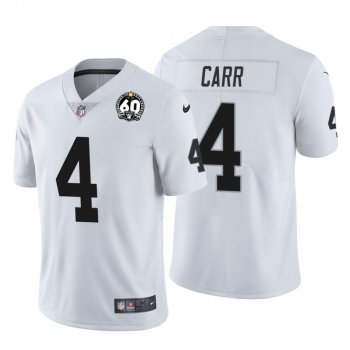 Men's Derek Carr #4 Oakland Raiders 60th Anniversary Patch White Vapor Limited Jersey