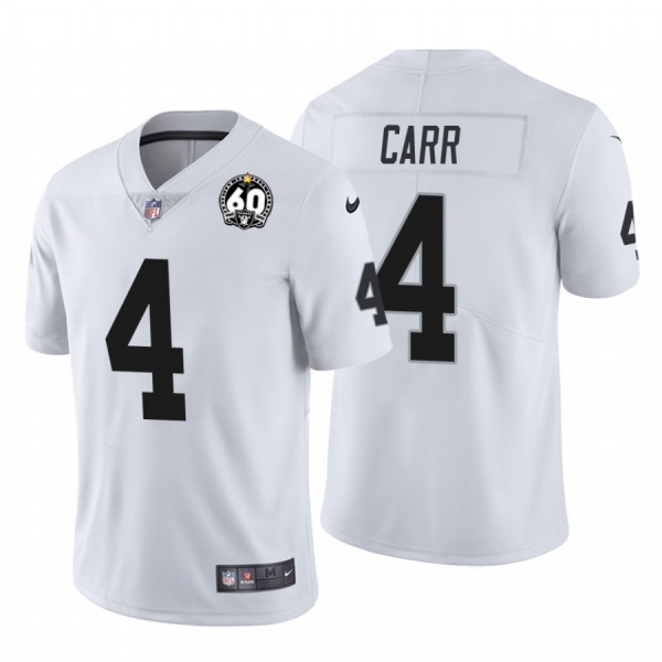 Men's Derek Carr #4 Oakland Raiders 60th Anniversary Patch White Vapor Limited Jersey