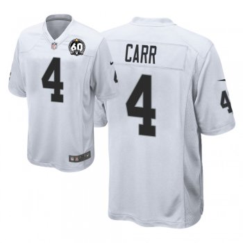 Men's Oakland Raiders #4 Derek Carr 60th Season White Game Jersey