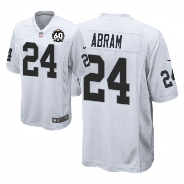 Men's Oakland Raiders #24 Johnathan Abram 60th Season White Game Jersey