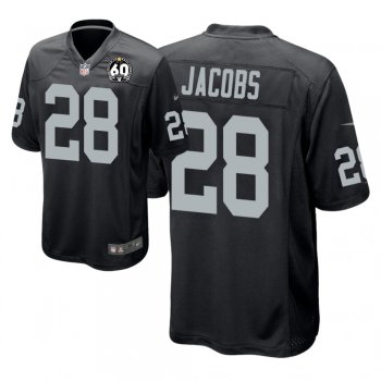 Men's Oakland Raiders #28 Josh Jacobs 60th Season Black Game Jersey