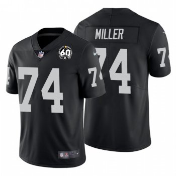 Men's Kolton Miller #74 Oakland Raiders 60th Anniversary Patch Black Vapor Limited Jersey