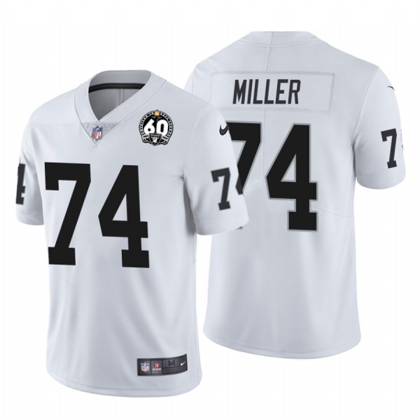 Men's Kolton Miller #74 Oakland Raiders 60th Anniversary Patch White Vapor Limited Jersey