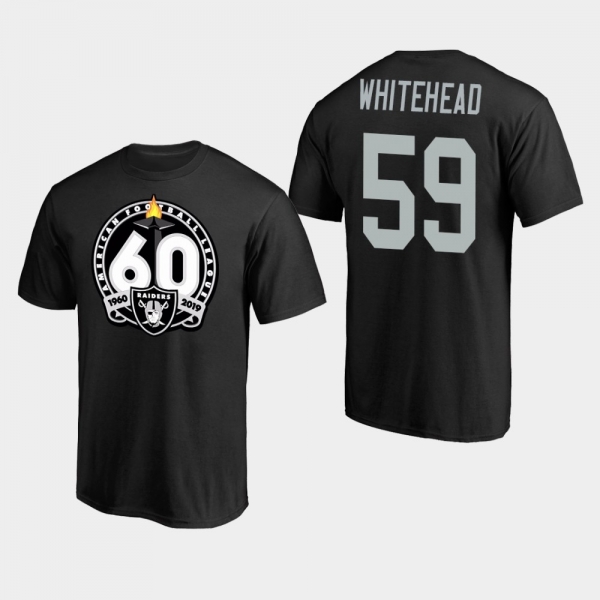 Men's Oakland Raiders #59 Tahir Whitehead 60th Anniversary Primary Logo T-Shirt - Black