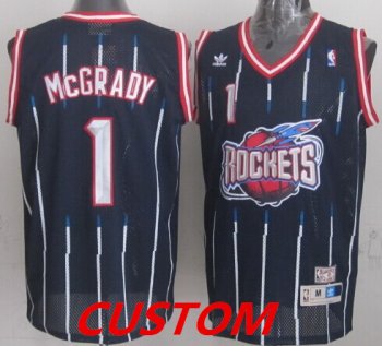 Custom Houston Rockets ABA Hardwood Classic Swingman Navy Blue Jersey