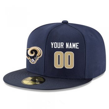 Los Angeles Rams Custom Snapback Cap NFL Player Navy Blue with Gold Number Stitched Hat