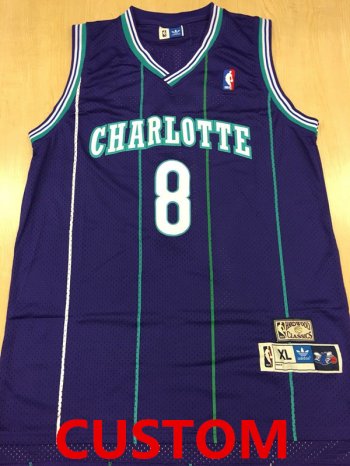 Custom Men's Charlotte Hornets Purple Hardwood Classics Soul Swingman Throwback Jersey