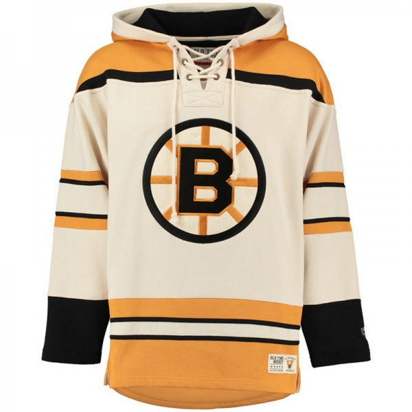 Bruins Cream Men's Customized All Stitched Sweatshirt