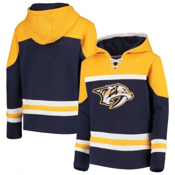 Nashville Predators Navy Men's Customized All Stitched Hooded Sweatshirt