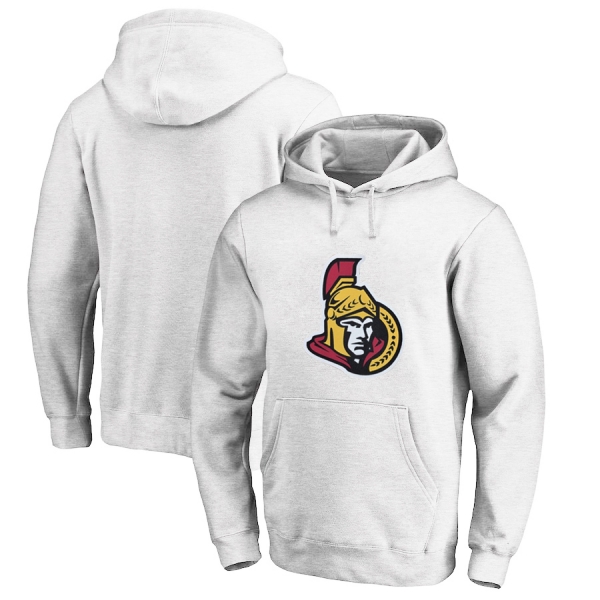 Ottawa Senators White Men's Customized All Stitched Pullover Hoodie