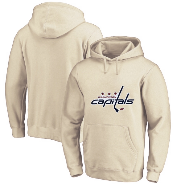 Washington Capitals Cream Men's Customized All Stitched Pullover Hoodie