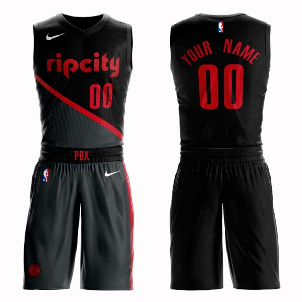 Blazers Black 2018-19 City Edition Men's Customized Nike Swingman Jersey(With Shorts)