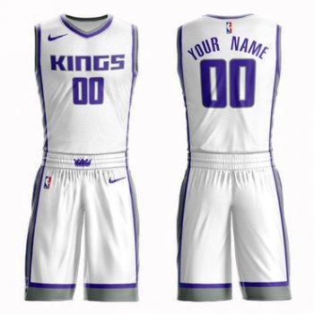 Kings White Men's Customized Nike Swingman Jersey(With Shorts)