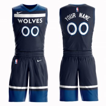 Timberwolves Navy Men's Customized Nike Swingman Jersey(With Shorts)