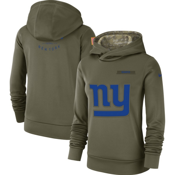 Women's Nike New York Giants Olive Salute to Service Team Logo Performance Pullover Hoodie