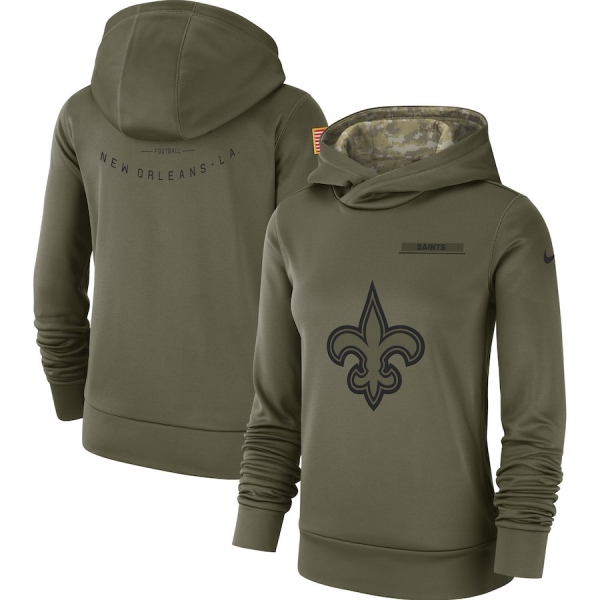 Women's Nike New Orleans Saints Olive Salute to Service Team Logo Performance Pullover Hoodie