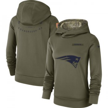 Women's Nike New England Patriots Olive Salute to Service Team Logo Performance Pullover Hoodie