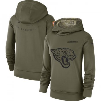 Women's Nike Jacksonville Jaguars Olive Salute to Service Team Logo Performance Pullover Hoodie