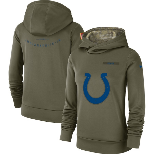 Women's Nike Indianapolis Colts Olive Salute to Service Team Logo Performance Pullover Hoodie