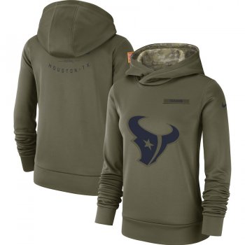 Women's Nike Houston Texans Olive Salute to Service Team Logo Performance Pullover Hoodie