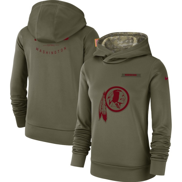 Women's Nike Washington Redskins Olive Salute to Service Team Logo Performance Pullover Hoodie