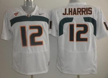 Miami Hurricanes 12 Jacory Harris White College Football Jersey