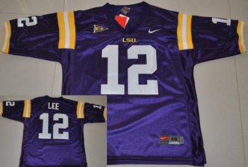 LSU Tigers 12 Jarrett Lee Purple College Football Jersey