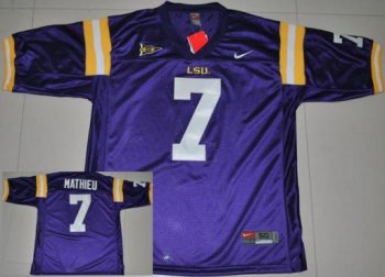 LSU Tigers 7 Tyrann Mathieu Purple College Football Jersey