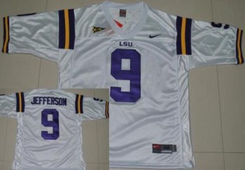 LSU Tigers 9 Jordan Jefferson White College Football Jersey