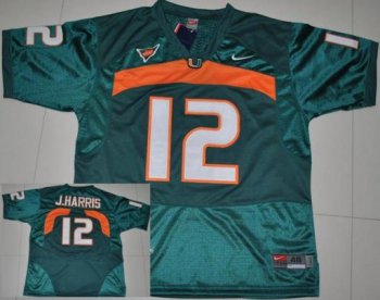 Miami Hurricanes 12 Jacory Harris Green College Football Jersey