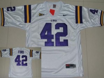 LSU Tigers 42 Michael Ford White College Football Jersey