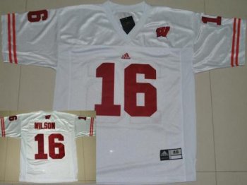 Wisconsin Badgers 16 Russell Wilson White College Jersey