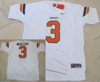 Oklahoma State Cowboys 3 Maselera White NCAA Jersey