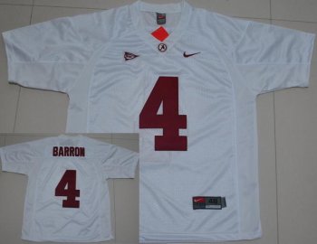 Alabama Crimson Tide 4 Mark Barron White College Football Jersey