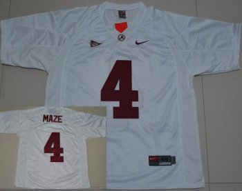 Alabama Crimson Tide 4 Marquis Maze White College Football Jersey