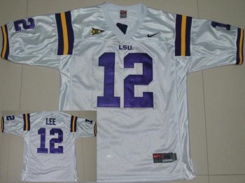 LSU Tigers 12 Jarrett Lee White College Football Jersey