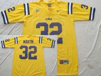 LSU Tigers 32 Martin Yellow College Football Jersey