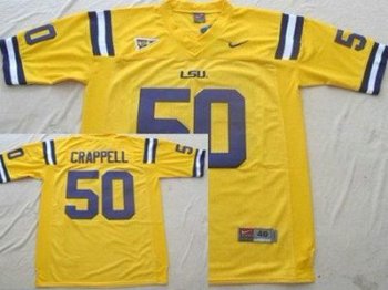 LSU Tigers 50 Joey Crappell Yellow College Football Jersey