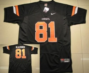 Oklahoma State Cowboys 81 Justin Blackmon Black NCAA Jerseys