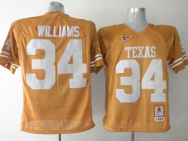 Texas Longhorns 34 WILLIAMS Orange NCAA Jerseys