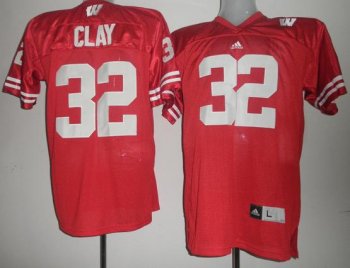 Wisconsin Badgers 32 John Clay Red NCAA Jerseys