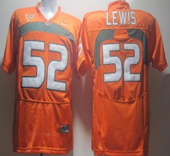 Miami Hurricanes 52 Ray Lewis Orange NCAA Jersey