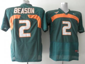 Miami Hurricanes 2 Jon Beason Green NCAA Jersey