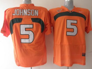 Miami Hurricanes 5 Johnson Orange NCAA Jerseys