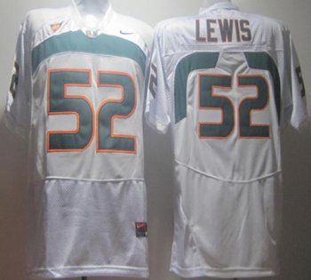 Miami Hurricanes 52 Ray Lewis White NCAA Jersey